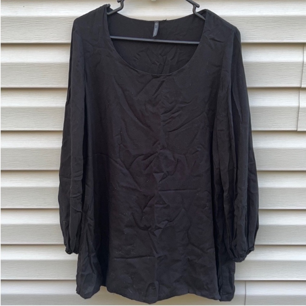 Riller & Fount Long Sleeve Tunic Top Dress Black Size 0 XS Rayon Lined USA